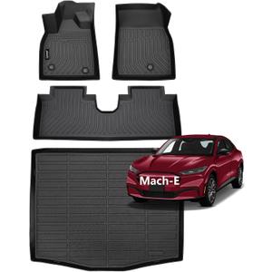 Jenofa-Floor Mats for Ford Mustang Mach E 2021-2025 Cargo Mat Car Mats for Mustang Mach-E All Weather Floor Liner Custom Fit Automotive Non-Slip Waterproof High Edge Protection Full Set Accessories