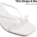 DREAM PAIRS Women’s Bow Heels – Kitten Heel Mule Sandals, Square Toe Strappy Slip On Dress Heels, Elegant Bridal Wedding Party Formal Shoes for Special Occasions, Size 6.5, White