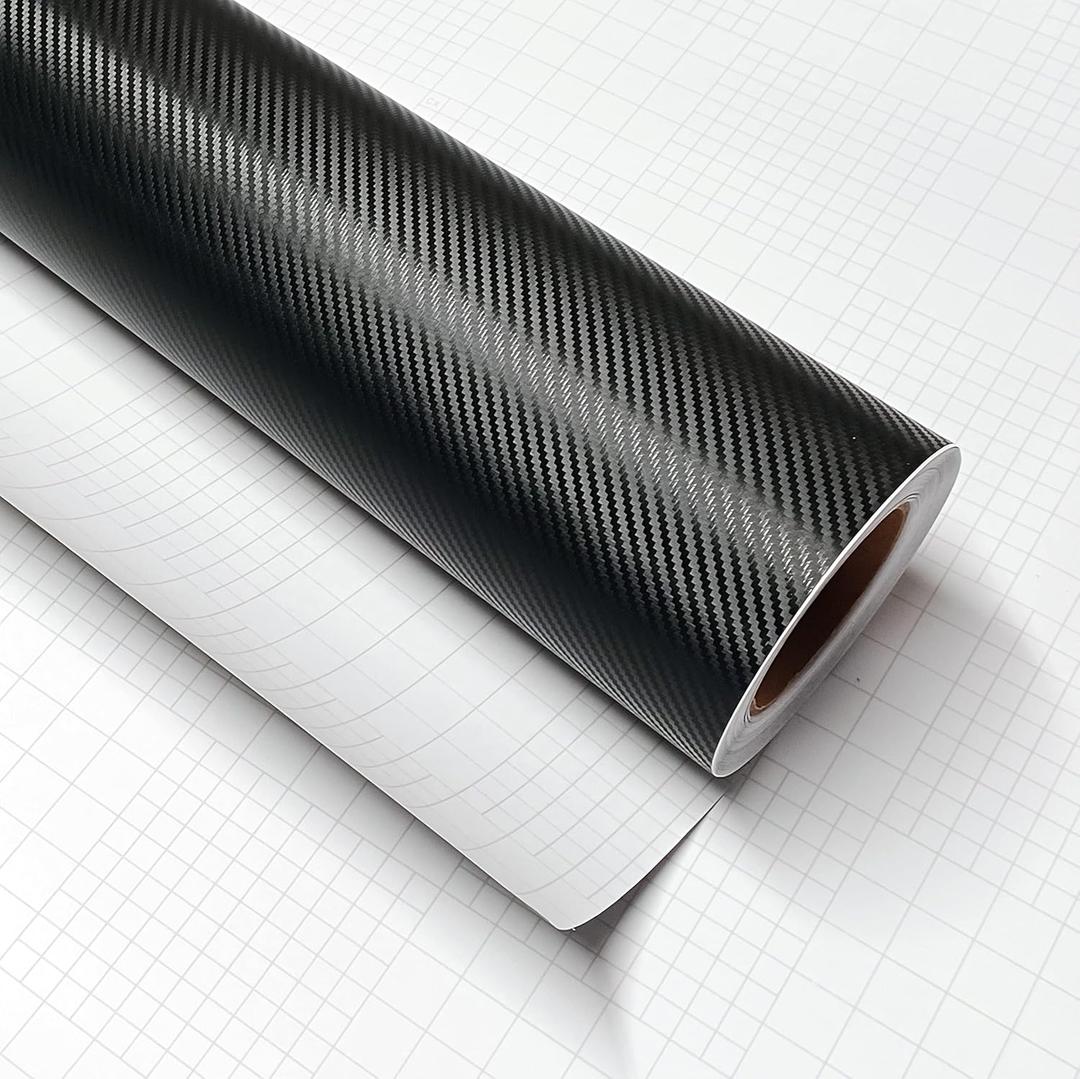3D Black Carbon Fiber Vinyl Bubble Car Wrap Film Automotive DIY Decals (120" x 60" / 10 FT x 5 FT)