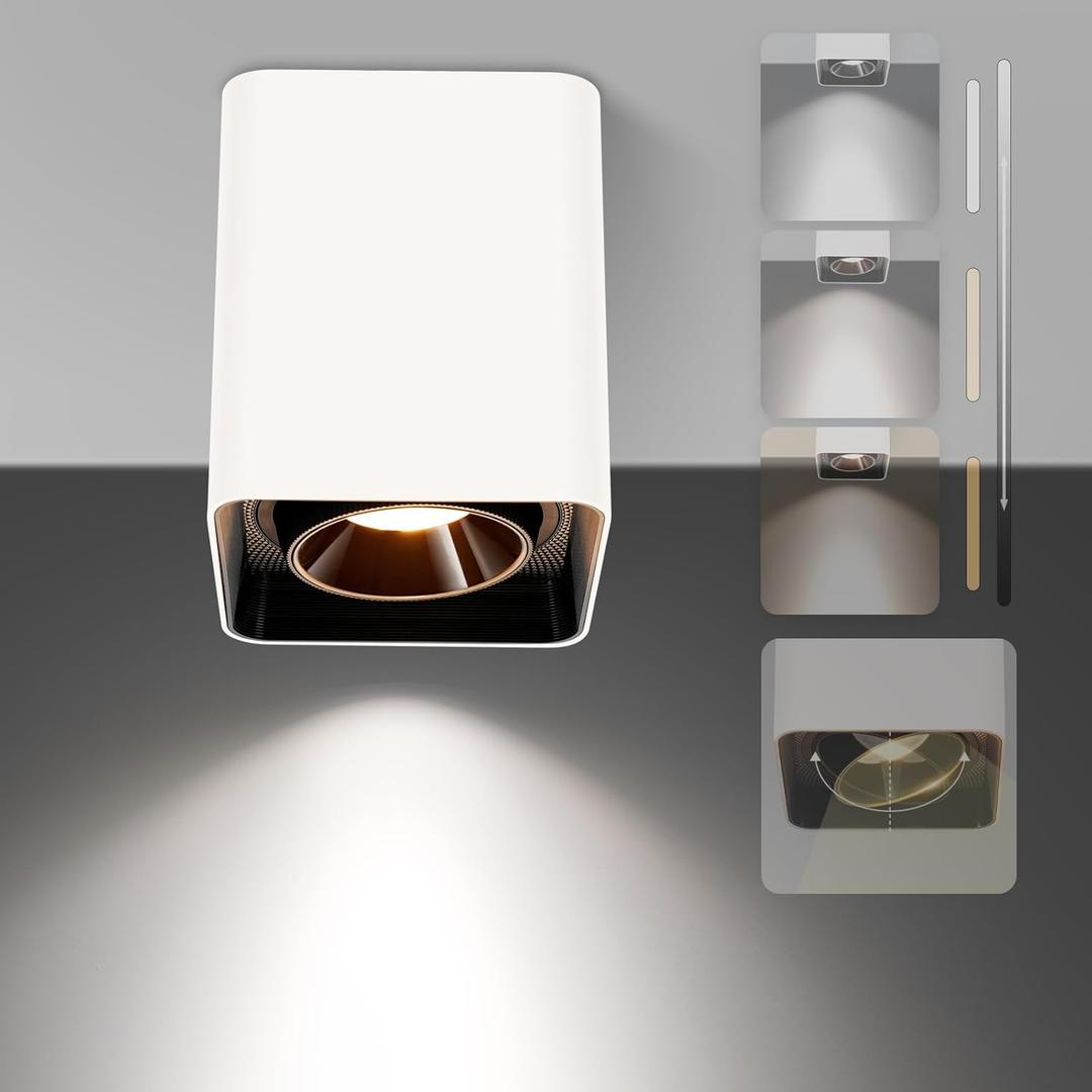 OKELI White Modern LED Dimmable Ceiling Light Fixtures for Hallway Kitchen Entryway, 20W 1300LM 2700K-6000K Flush Mount Close to Lighting, Cuboidal Ceiling-Lamps 3pack