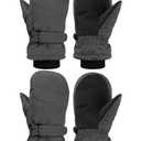 SATINIOR Kids Snow Mittens Waterproof Winter Ski Gloves Warm Thicken Snow Gloves for Girls Boys (8-12 Years,Carbon Ash,2 Pairs)