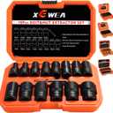 XEWEA 15 PCS 1/2" Drive Lug Nut Removal Tools, Striped Wheel Lock Removal Kit Easy Out Twist Socket Extractor Set for Damaged, Frozen, Rusted, Rounded-Off Bolts Nuts & Screws