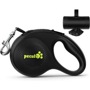 Retractable Dog Leash for Large Dog, 26ft Heavy Duty Retractable Pet Leash with Poop Bag Holder, 360 Tangle-Free, One-Button Control, Reflective Leashes for Medium/Large Dogs Up to 110 lbs(Black)