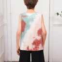 WDIRARA Boy's Summer Tie Dye Round Neck Sleeveless Tank Top Print T-Shirt