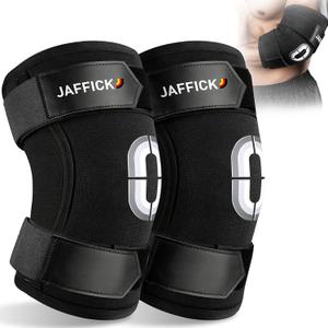 Jaffick Weightlifting Elbow Brace(1 Pair) - Elbow Sleeve with Dual Adjustable Compression Straps for Bench Press, Powerlifting, Pressing, Men & Women (Black, XL)