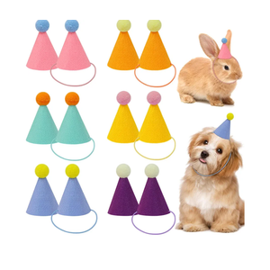 6 pcs Mini Party Hats for Stuffed Animals, Birthday Party Cone Hats Dolls Dog Cat Rabbit Puppies Assorted Animal Birthday Decorations