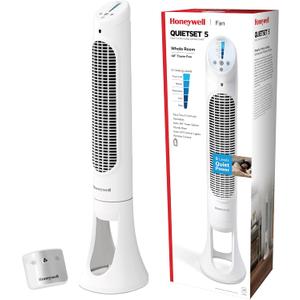 Honeywell QuietSet Whole Room Oscillating Tower Fan with Remote, White, HYF260
