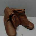 Olivia K Women's Low Heel Mid-Calf Slouchy Suede Slip On Casual Boots with Side Zipper (7.5, Tan Pu)