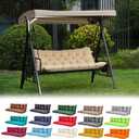 Porch Swing Cushions,Outdoor Cushions 3 Seater Replacement with Backrest, Waterproof Thickened Bench Cushion with Ties for Porch, Patio,Outdoor, Backyard and Garden (Beige Yellow 60 * 40 in)