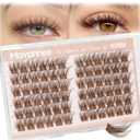 16MM Brown Eyelash Clusters Natural Yet Noticeable Lash Clusters Dark Brown Wispy Individual Lash Extensions, Easy to Apply & Reusable
