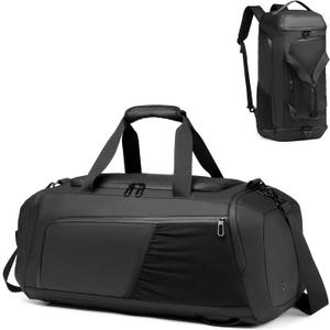 Gym Duffle Bag Waterproof Sports Duffel Bags Travel Weekender Bag for Men Women Overnight Bag with Shoes Compartment (Black)