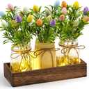 Easter Centerpiece Table Decorations for Table Runner Farmhouse Coffee Table Decor with Wood Tray and Led Light Table Centerpieces for Dining Room Kitchen Living