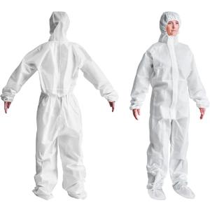 AMZ Medical Supply Disposable Coveralls, White SMS 60 GSM, XXX-large, Pack of 5, Hooded Full Body Suit with Boots, Elastic Wrists, Lightweight Unisex Work Jumpsuit