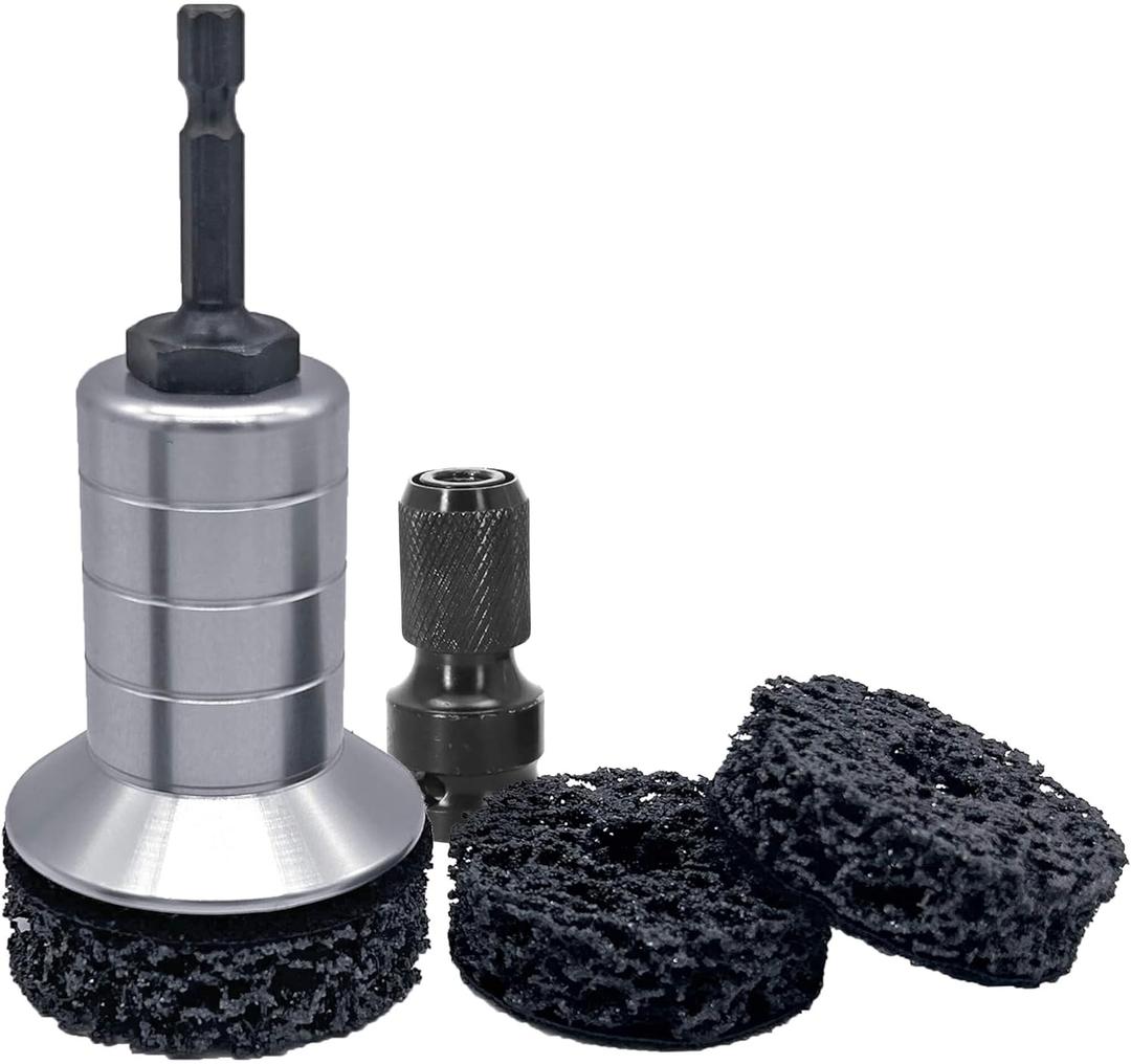 Wheel Hub Cleaning Kit,Brake Hub Cleaning Kit Includes 3 Pads,Holder and Adapter,Fits Power Drill or 1/2" Impact Driven Wrenches