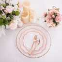 NOCCUR 150PCS Rose Gold Plastic Plates&Rose Gold Silverware-Include 30Dinner Plates, 30Salad plates, 90 Disposable Rose Gold Utensils- Ideal for Weddings/Party/Mother's Day