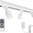 HONWELL Track Lighting LED Spotlights with 3 Rotatable Lights Heads, Under Cabinet Counter Lighting Plug in Accent Lights Remote Controlled Ceiling Track Light for Wall Picture Artwork Display