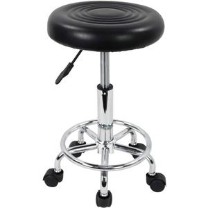 KKTONER PU Leather Modern Round Rolling Stool with Footrest Height Adjustable Spa Drafting Salon Tattoo Work Massage Stools Task Chair Small (Black)