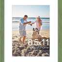 decorUhome 8.5 by 11 Picture Frame, Display Pictures 6x8 with Mat or 8.5x11 without Mat, Wall & Tabletop Display Certificate Frame, Rustic Green, 1 Pack