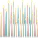 Rossesay 24 Pcs Flameless LED Taper Candles Battery Operated Candle Flameless Candlesticks Flickering for Halloween Christmas Church Wedding(K, 8.58'', 9.69'', 10.98'', 12.91'', 12.8'', Multicolored)