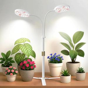 Grow Light Dual Ring 3.5" with Base, 122 LEDs 6000K White Full Spectrum Gooseneck Plant Lamp for Indoor Desk Plants, Dimmable & Height Adjustable 9-16", Timer 4/8/12/18Hrs
