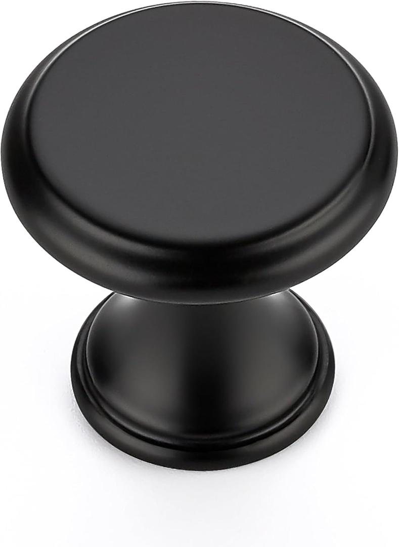 Ravinte 25 Pack Matte Black Kitchen Cabinet Knobs, Solid Black Pulls Zinc Handles Simple Drawer Cabinet Hardware for Cupboard Drawer Knobs
