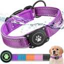 Airtag Dog Collar with Waterproof Air Tag Holder, Luminous Reflective, Soft Padded, Adjustable Nylon Pet Collar for Small Medium Large Heavy Duty Dogs,Purple, S (S (12"-14.5"))