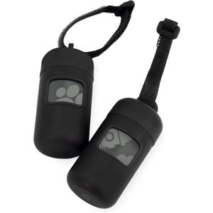 Dog Poop Bag Holder Dispenser Reusable Leash Attachment for Convenient Waste Collection for Walking Outdoor Pet Accessory Black, 2 Pack