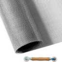 MAISHI 60" x 106" Grey Fiberglass Screen Mesh Roll with Wooden Handle Rolling Tool, 18x16 Mesh Replacement for Extra Wide Sliding Patio Doors and Large Window Frames