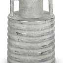 Hollyone Large Vintage Ceramic Vase with 2 Handles, 9.1" Tall Silver-Toned Antique Rustic Decorative Floral Grey Vases for Flowers Home Table Centerpiece Shelf Living Room Entryway Farmhouse Decor