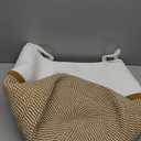 OIAHOMY 60L Blanket Basket with Handle, Storage Basket for Living Room, Laundry Hamper for Clothes, Towels, Pillows, Toy Storage for Kids and Dogs, Baby Hamper for Nursery - Brown & White