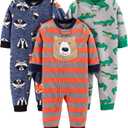 Simple Joys by Carter's Baby Boys' 3-Pack Loose Fit Flame Resistant Fleece Footless Pajamas (Alligator/Bear/Fox)