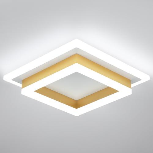 32W Flush Mount Modern LED Ceiling Lights, Gold Small Hallway Ceiling Light, Cool White 6000K Acrylic LED Ceiling Light Fixtures, Close to Ceiling Lights for Bedroom Dining Room Kitchen Bathroom