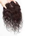 10" Curly Human Hair Topper for Women with Thinning Hair Loss,Fluffy Wavy Silk Base Topper Hair Piece Women Toupee Clip in Bangs Top Wiglet Hairpiece Dark Brown