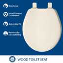 Bemis Ashland Modern Wood Toilet Seat with Decorative Edge, Slow Close, Secure Hinges, Made in USA, Round, Biscuit