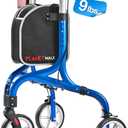 PLANET WALK Super Lightweight 3 Wheel Walkers for Seniors - 9 lbs Foldable Aluminum Frame, Triangular Anti-Tip Frame enhances Stability, 8" All-Terrain Wheels Rollator Walker with Cup Holder Blue
