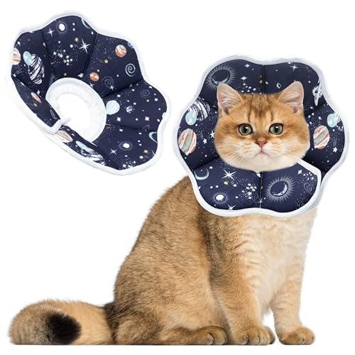 Maiiu Soft Adjustable Cat Cone Collar - Comfortable Recovery Collar for Cats After Surgery (Dark Blue, Medium)