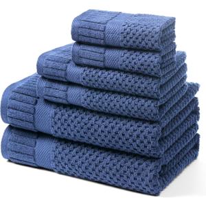 100% Cotton Bath Towels for Bathroom,Highly Absorbent Bath Towels Set Quick Dry,Luxury Soft Towels for Hotel (6, Electric Blue)