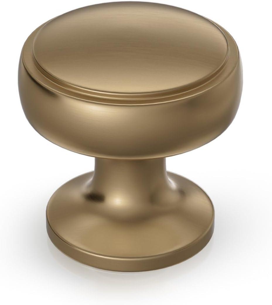 Haliwu 6 Pack Antique Brass Cabinet Knob Soild Zinc Alloy Dresser Knobs for Dresser Drawer (1.06 inch (27mm), Champagne Bronze)