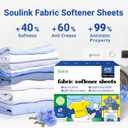 Soulink Fabric Softener Sheets for Washing Machine, No Plastic Jug Soap Strips, Alternative to Fabric Softener Liquid and Pods, Fresh Linen Scent, Up to 240 Loads