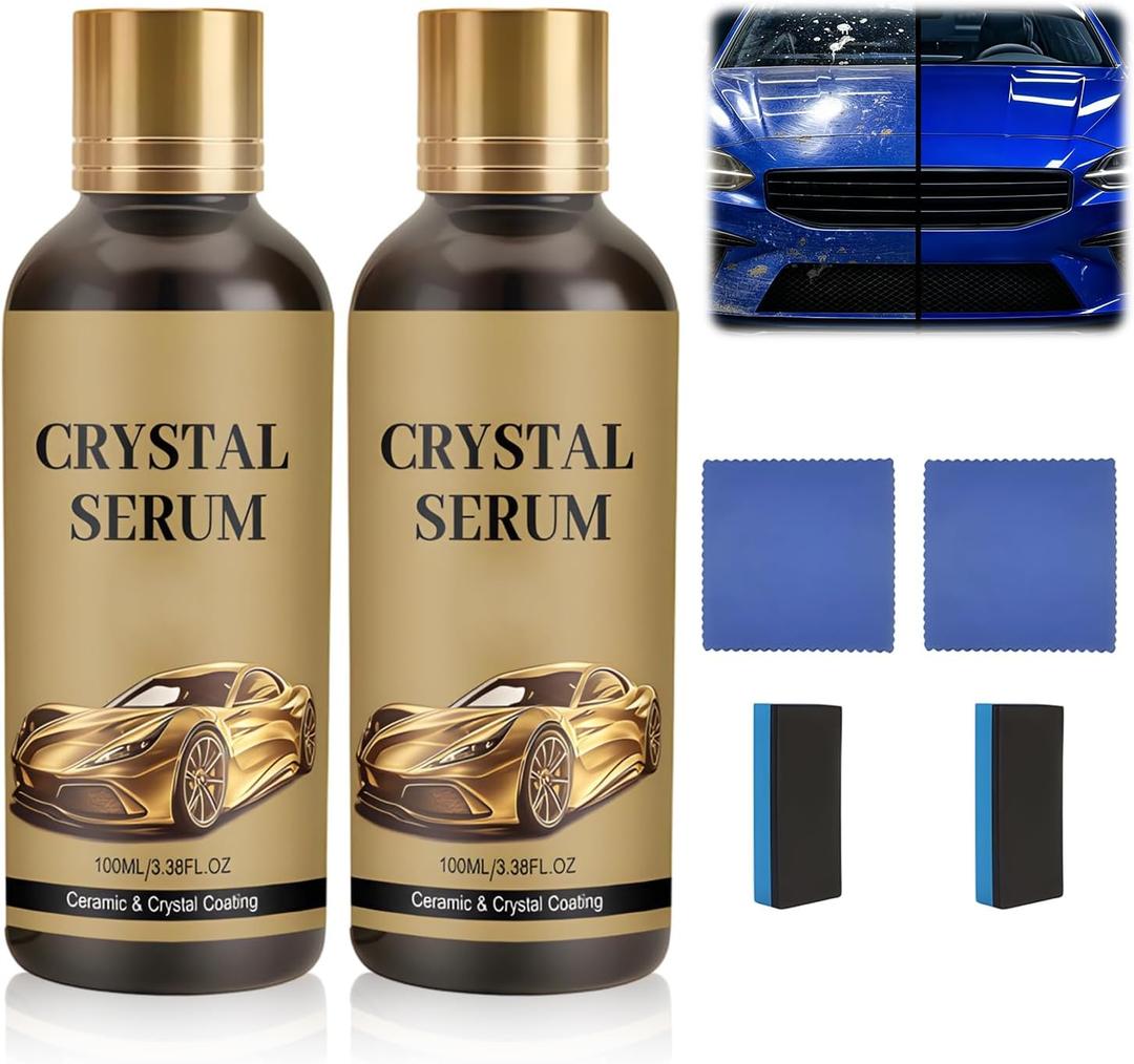 2Pcs PTZ Crystal Serum for Cars,PTZ Advanced Graphene Ceramic Coating for Cars,9H Graphene Coating for Auto Car Detailing,Quick Effect Car Coating Spray,Nano Coat Restore for Paint,Glass & Wheel