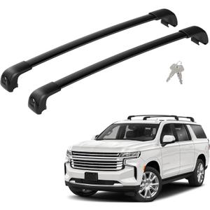 330LBS Lockable Roof Rack Cross Bars Fit for 2021 2022 2023 2024 2025 2026 Chevy Tahoe Suburban Yukon Escalade, Aluminum Crossbars Cargo Racks Rooftop Luggage Canoe Kayak