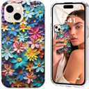 Magnetic for iPhone 15 Plus Case Cute for Women, [Compatible with Magsafe][Drop Protection] Slim Colorful Flowers Oil Painting Printed Girly Floral Phone Case for iPhone 15 Plus