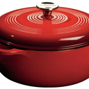 Lodge Essential Enamel Cast Iron Dutch Oven  Perfect for Bread Baking, Braising, Marinating & Slow Cooking  Features MoistureSealing Lid & Dual Handles  Kitchen Essentials  6 Quarts  Island Spice Red