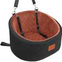 Dog Car Seat for Small Dogs Up to 30 Lbs,Ultra Soft Fabric Fill in Comfy Memory Foam,Happy Pet Ride,2 Safety Dog Leashes,Fully Detachable and Washable,Anti Slip Base (Black/Brown, Small)