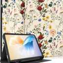 for Samsung Galaxy Tab A7 Case 10.4 Inch for Women Girls Cute Folio Cover with Pencil Holder Fashion Design Girly Kawaii Flower Floral Pretty Tablet Cases for Samsung Tab A7 Case 2022/2020 (3-Vintage Flower)