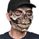  Zagone Realistic Skull Cap Mask with Moving Jaw Scary Grim Reaper Skeleton Halloween Face Mask for Adults, Creepy Costume, One Size