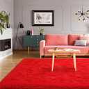 BENRON Fluffy Rugs for Living Room 6x9 Red, Washable Large Area Rugs for Bedroom Dining Table Office Kids Nursery Room, Washable Indoor Floor Carpets