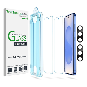 amFilm Autoalignment OneTouch for Samsung Galaxy S25 6.2'' Screen Protector + Camera Lens Protector, Tempered Glass, 30 seconds Installation, Bubble Free, Case Friendly, AntiScratch [2+2 Pack]