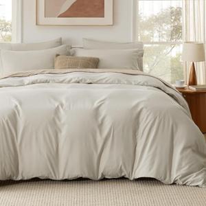 Bedsure Duvet Cover with Fitted Sheet Queen - 6 Pieces, Soft Double Brushed Bedding Set with Zipper Closure, Includes 1 Duvet Cover, 1 Fitted Sheet, 2 Pillow Shams, 2 Pillowcases, NO Comforter, Linen