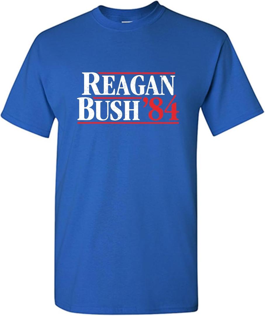 Reagan Bush 84 Shirt for Men Vintage Retro Political Conservative Republican Mens Graphic Novelty Gift Tee USA T Shirt (Size: Medium) (Color: Navy Blue)
